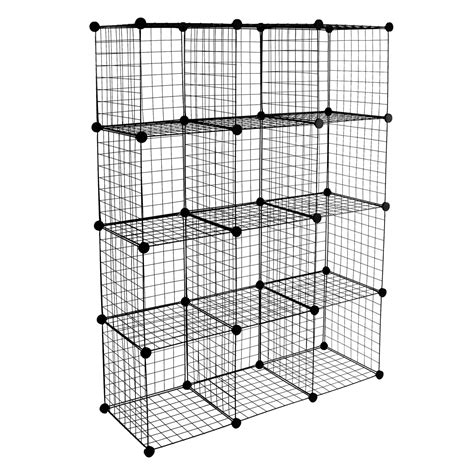 Work It Wire Storage Cubes 12 Cube Metal Grid Organizer Shelf