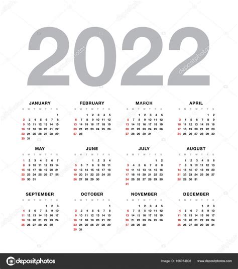 Wall Calendar 2022 Year Design — Stock Vector © Igorvkv 156074808