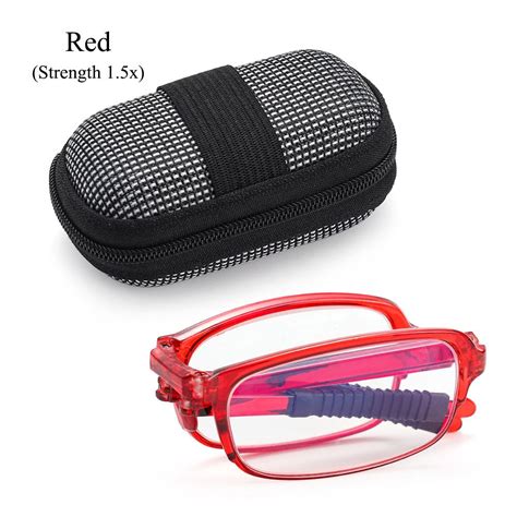 tr90 lightweight eyewear compact folding reading glasses with zipper case presbyopic glasses red