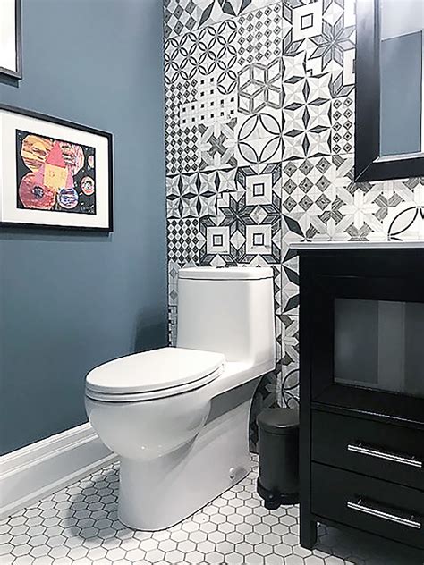 Two Bathrooms Tile Accent Walls
