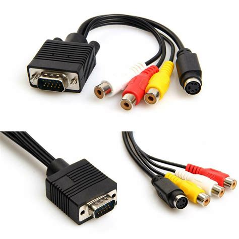 Vga Svga To S Video 3 Rca Av Tv Out Cable Adapter Converter For Pc