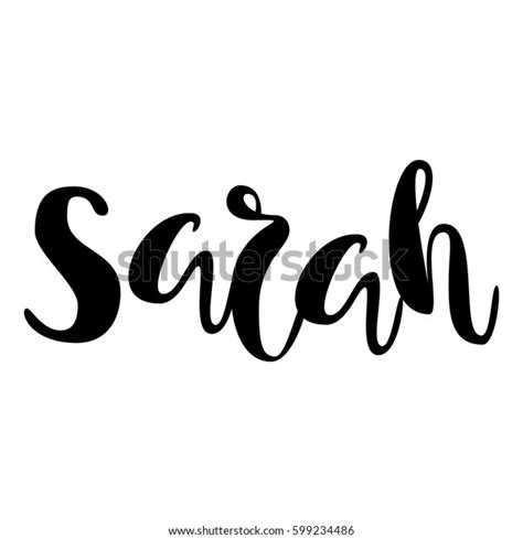 Female Name Sarah Handwritten Lettering Black 库存矢量图（免版税）599234486