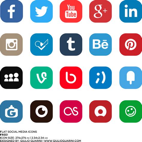 Flat Social Media Icons Png Transparent Background Social Clip Art