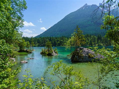 Photos Bavaria Germany Nature Mountain Lake Forest Stones 1600x1200
