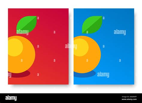 Orange Fruits On Red And Blue Banners Isolated Vector Flyer