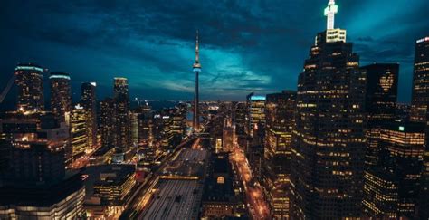 Toronto Cityscape Buildings Night Wallpaper Hd Image Picture