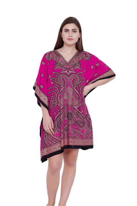 Pink Tunics For Women Paisley Gold Foil Printed Ladies Plus Size Tunic