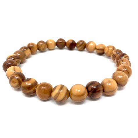 Bracelet Made Of Genuine Olive Wood Beads 7mm Handmade Wooden Jewelry