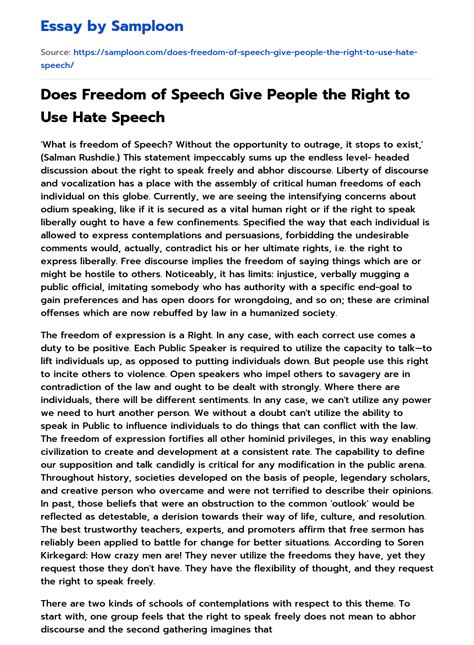 ≫ Does Freedom Of Speech Give People The Right To Use Hate Speech Free