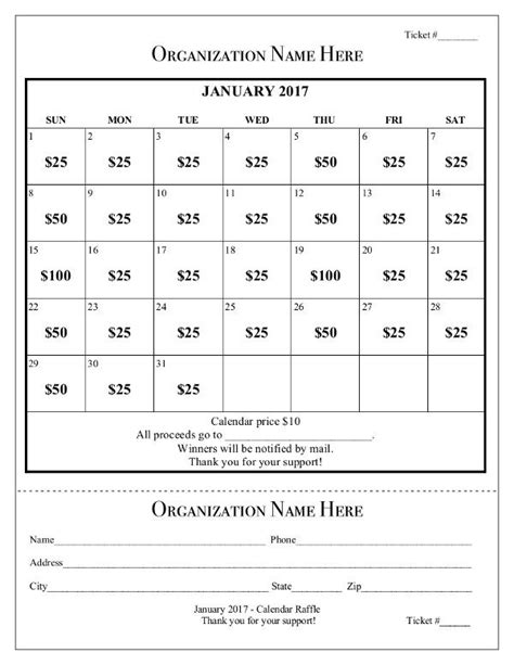 School Fundraiser Cash Calendar Raffle School Fundraisers