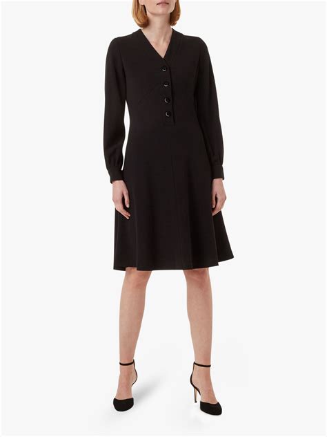 Hobbs Lillian V Neck Long Sleeved Dress Black