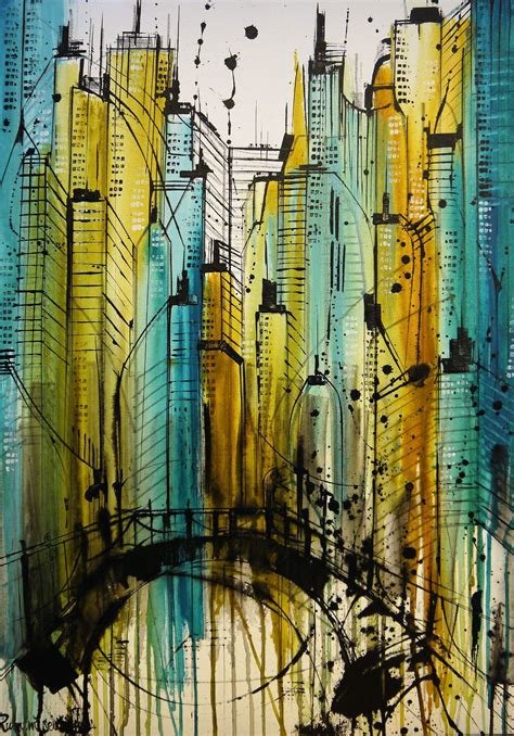 City Of Lights Abstract Painting Cityscape Art