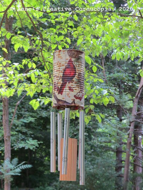 Annes Creative Cornucopia Rusty Cardinal Tin Can Wind Chime Photograph
