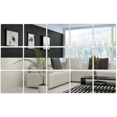 16pcs9pcs 6 X 6 Inches Mirror Sheets Square Mirror Decals Self Adhesive Mirror Tiles Non Glass