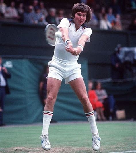 Jimmy Connors Hitting A Backhand At Wimbledon´s Central Court American