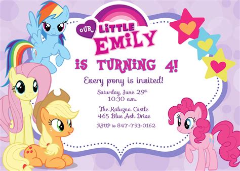 My Little Pony Birthday Party Invitations Printable Free