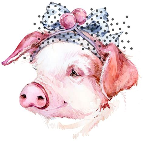 Beautiful Pigs Head With Flowers Pig Illustration Pig Painting Pig Art