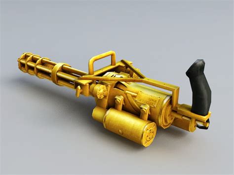 Golden Minigun 3d Model 3d Studio3ds Max Files Free Download Cadnav