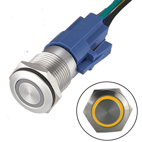 Mm Momentary Push Button Switch V Dc On Off Stainless Steel Led