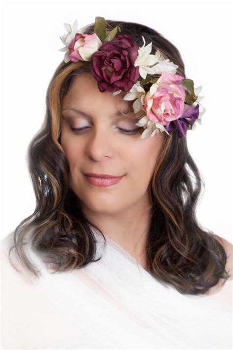 Burgundy And Pink Floral Hair Vine Bridal Flower Hairpiece Floral
