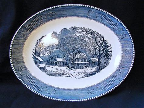 Currier And Ives Royal China 13 Oval Platter Old Inn Currier And Ives