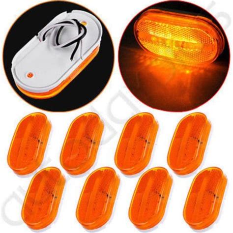 Buy 8pcs Truck Amber Oval Side Marker Lights Clearance Lamp Trailer