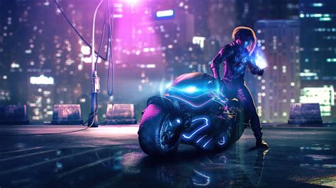 Cyberpunk Girl Motorcycle 4k 6755 Wallpaper