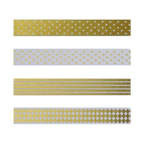 4 masking tapes with white and golden patterns