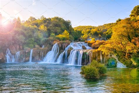 Amazing nature landscape, waterfall ~ Nature Photos ~ Creative Market