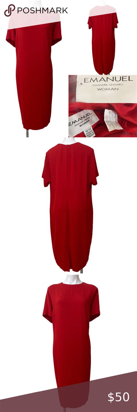 Emanuel Ungaro 18 Red Short Sleeve Sheath Dress Long Sleeve Sheath