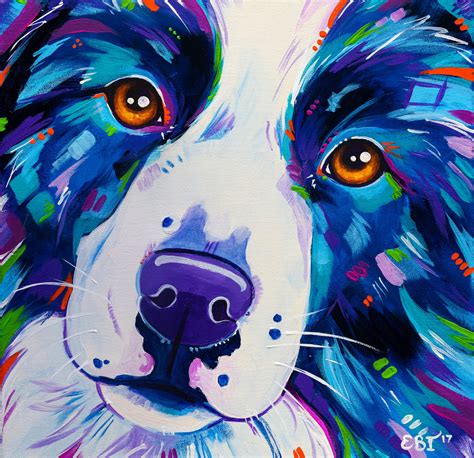 Collie Close Up Border Collie Dog Acrylic Painting By Eve Izzett