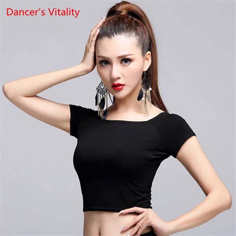 Buy 2017 Latin Dance Top For Women Round Neck Short Sleeves Short Section Tops