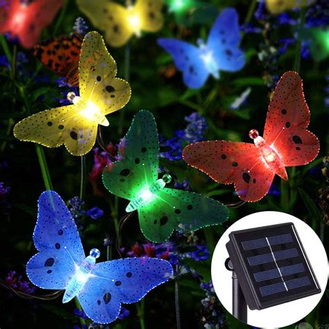Abkshine Solar Garden Butterfly Ornaments Outdoor Solar Powered Stirng