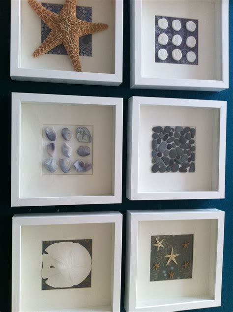 Found Shells Pebbles And Sand Dollars In Ikea Ribba Shadow Box Frames Bedroom Ideas Beach Theme
