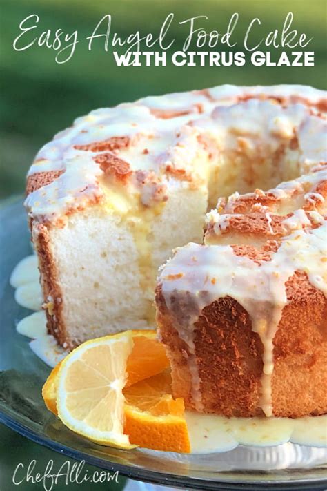 Pour the cake batter into an ungreased angel food pan. Easy Angel Food Cake with Citrus Glaze | Chefalli