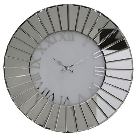 Round Modern Mirrored Fan Wall Clock Large Home