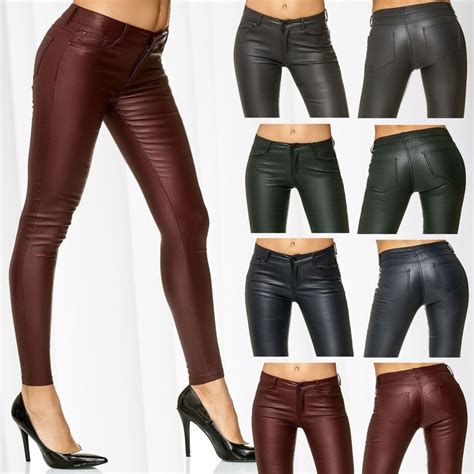 zogaa women pu leather pants sexy skinny pu tight trousers female solid slim biker art leather