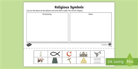 Christianity And Islam Symbols Religious Sorting Activity