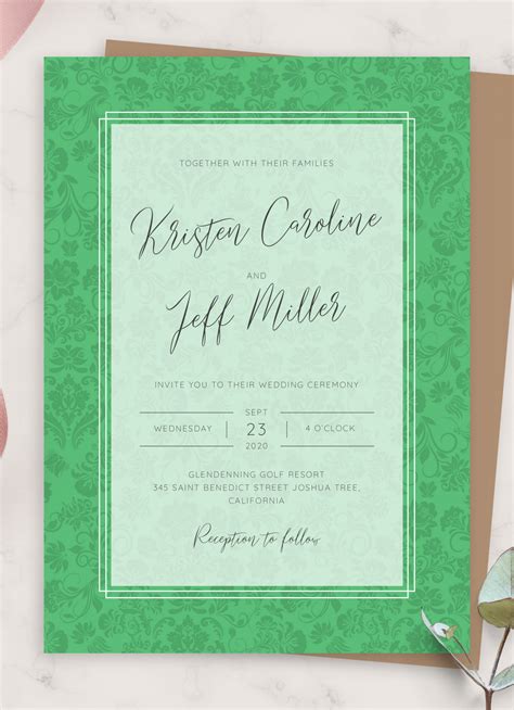 Download Printable Greenery Vintage Wedding Invitation Pdf