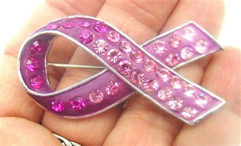 Cancer Pink Pin Breast Ribbon Rhinestone Crystal Brooch Survivor