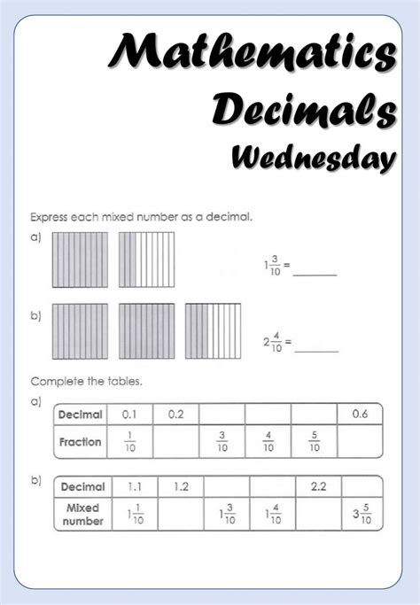 Mathematics 4b Decimals Worksheet