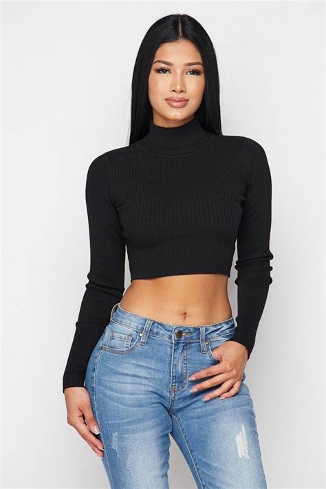 turtleneck crop undressed fashion black long sleeve shirt long sleeve tops crop top outfits
