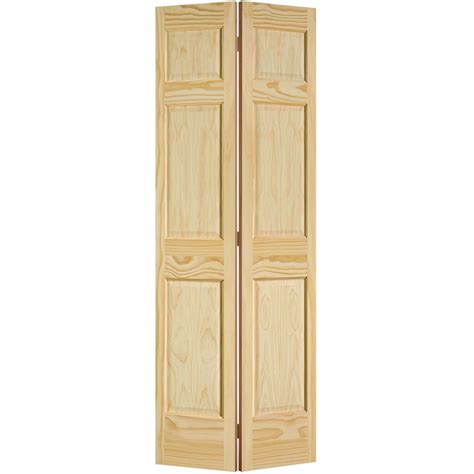 Shop Masonite Unfinished 6 Panel Wood Pine Bifold Door With Hardware