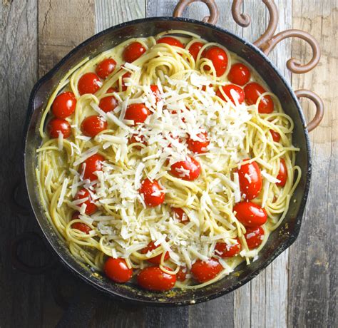 Creamy Parmesan Spaghetti With Cherry Tomatoes Maebells