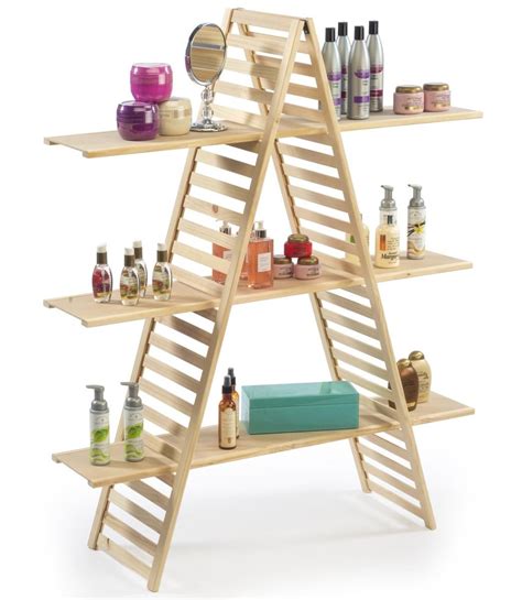 Wooden Retail Shelving Unit W 3 Shelves A Frame Design Pine Wood