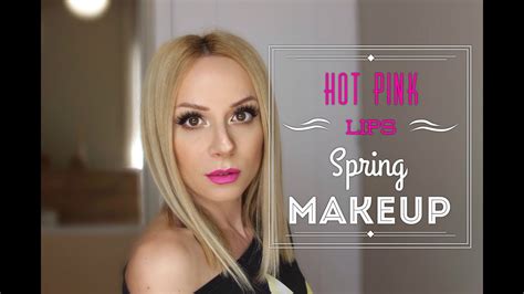 spring makeup with hot pink lips gina youtube