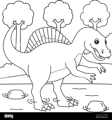 Spinosaurus Dinosaur Coloring Page Vector Illustratio
