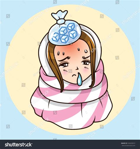 Cartoon Character Sick Girl Symptoms Cold Stock Vector Royalty Free