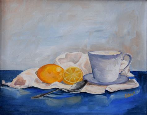 Still Life Of Lemons And Tea Cup Original Oil Painting Etsy