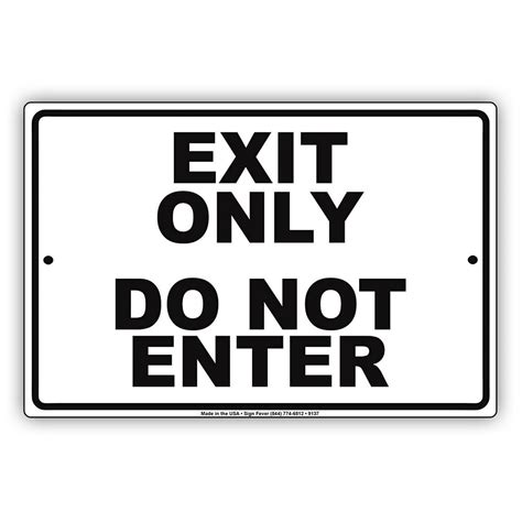 Exit Only Do Not Enter Direction Door Entrance Warning Notice 18x24